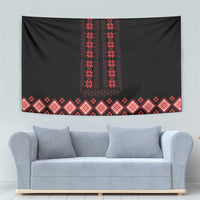 Red Ukraine Folk Patterns Tapestry - Wonder Print Shop