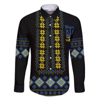 Yellow Ukraine Folk Patterns Family Matching Off The Shoulder Long Sleeve Dress and Hawaiian Shirt - Wonder Print Shop