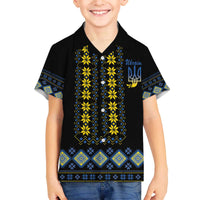 Yellow Ukraine Folk Patterns Family Matching Off The Shoulder Long Sleeve Dress and Hawaiian Shirt - Wonder Print Shop