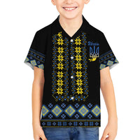 Yellow Ukraine Folk Patterns Family Matching Off Shoulder Short Dress and Hawaiian Shirt - Wonder Print Shop