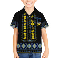 Yellow Ukraine Folk Patterns Family Matching Short Sleeve Bodycon Dress and Hawaiian Shirt - Wonder Print Shop