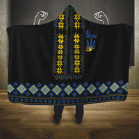 Yellow Ukraine Folk Patterns Hooded Blanket