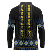 Yellow Ukraine Folk Patterns Long Sleeve Polo Shirt - Wonder Print Shop