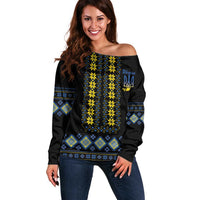 Yellow Ukraine Folk Patterns Off Shoulder Sweater - Wonder Print Shop
