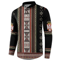 Serbia Folk Pattern Button Sweatshirt God of Justice - Wonder Print Shop