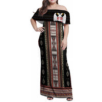 Serbia Folk Pattern Family Matching Off Shoulder Maxi Dress and Hawaiian Shirt God of Justice - Wonder Print Shop