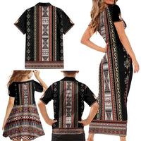 Serbia Folk Pattern Family Matching Short Sleeve Bodycon Dress and Hawaiian Shirt God of Justice - Wonder Print Shop