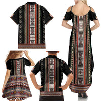 Serbia Folk Pattern Family Matching Summer Maxi Dress and Hawaiian Shirt God of Justice - Wonder Print Shop