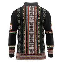 Serbia Folk Pattern Long Sleeve Polo Shirt God of Justice - Wonder Print Shop