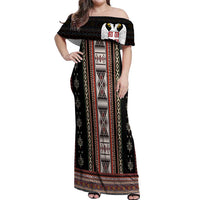 Serbia Folk Pattern Off Shoulder Maxi Dress God of Justice - Wonder Print Shop