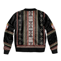 Serbia Folk Pattern Sleeve Zip Bomber Jacket God of Justice - Wonder Print Shop