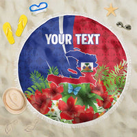Personalized Afro-Haitians Tropical Beach Blanket Fleur-De-Lis Veves Motif - Wonder Print Shop