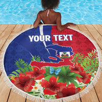 Personalized Afro-Haitians Tropical Beach Blanket Fleur-De-Lis Veves Motif - Wonder Print Shop
