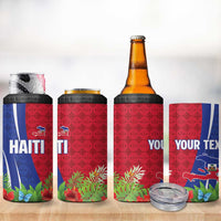 Personalized Afro-Haitians Tropical 4 in 1 Can Cooler Tumbler Fleur-De-Lis Veves Motif - Wonder Print Shop