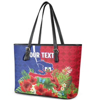 Personalized Afro-Haitians Tropical Leather Tote Bag Fleur-De-Lis Veves Motif - Wonder Print Shop