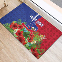 Personalized Afro-Haitians Tropical Rubber Doormat Fleur-De-Lis Veves Motif - Wonder Print Shop