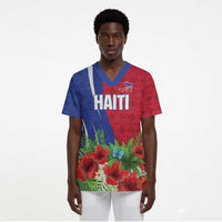 Personalized Afro-Haitians Tropical Scrub Top Fleur-De-Lis Veves Motif - Wonder Print Shop