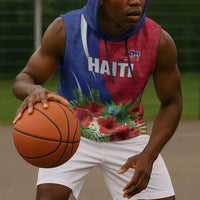 Personalized Afro-Haitians Tropical Sleeveless Hoodie Fleur-De-Lis Veves Motif - Wonder Print Shop