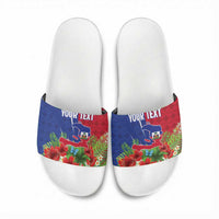 Personalized Afro-Haitians Tropical Slide Sandals Fleur-De-Lis Veves Motif - Wonder Print Shop