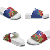 Personalized Afro-Haitians Tropical Slide Sandals Fleur-De-Lis Veves Motif - Wonder Print Shop