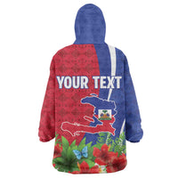 Personalized Afro-Haitians Tropical Wearable Blanket Hoodie Fleur-De-Lis Veves Motif - Wonder Print Shop