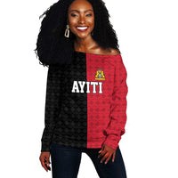 Afro-Haitians Empire of Haiti 1804-1806 Off Shoulder Sweater Fleur-De-Lis Veves Motif - Wonder Print Shop