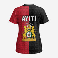 Afro-Haitians Empire of Haiti 1804-1806 Scrub Top Fleur-De-Lis Veves Motif - Wonder Print Shop