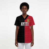 Afro-Haitians Empire of Haiti 1804-1806 Scrub Top Fleur-De-Lis Veves Motif - Wonder Print Shop