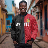 Afro-Haitians Empire of Haiti 1804-1806 Sleeve Zip Bomber Jacket Fleur-De-Lis Veves Motif - Wonder Print Shop
