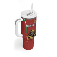 Custom Bulgaria Football Tumbler With Handle The Lions Come Champions Red Version - Wonder Print Shop