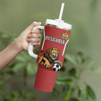 Custom Bulgaria Football Tumbler With Handle The Lions Come Champions Red Version - Wonder Print Shop