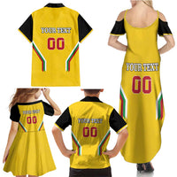Custom Bulgaria Football Family Matching Summer Maxi Dress and Hawaiian Shirt The Lions Come Champions Yellow Version