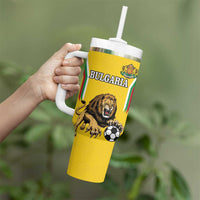 Custom Bulgaria Football Tumbler With Handle The Lions Come Champions Yellow Version - Wonder Print Shop