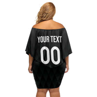 Custom Germany Rugby Family Matching Off Shoulder Short Dress and Hawaiian Shirt Black Eagles Special Style