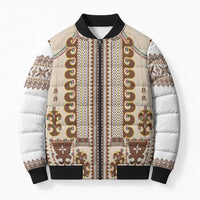 Hutsul Keptar Ukraine Bomber Puffer Jacket Carpathian Folk Embroidery Heritage Style - Wonder Print Shop