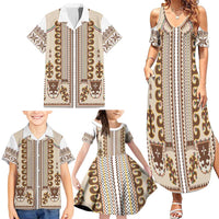 Hutsul Keptar Ukraine Family Matching Summer Maxi Dress and Hawaiian Shirt Carpathian Folk Embroidery Heritage Style