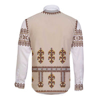 Hutsul Keptar Ukraine Long Sleeve Button Shirt Carpathian Folk Embroidery Heritage Style - Wonder Print Shop
