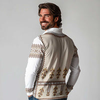 Hutsul Keptar Ukraine Long Sleeve Polo Shirt Carpathian Folk Embroidery Heritage Style - Wonder Print Shop