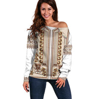 Hutsul Keptar Ukraine Off Shoulder Sweater Carpathian Folk Embroidery Heritage Style - Wonder Print Shop