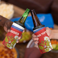 Personalized Russia 4 in 1 Can Cooler Tumbler Coat Of Arms With Chamomile Flower