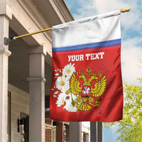 Personalized Russia Garden Flag Coat Of Arms With Chamomile Flower
