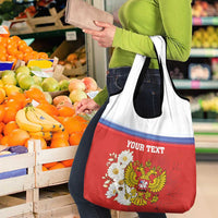 Personalized Russia Grocery Bag Coat Of Arms With Chamomile Flower