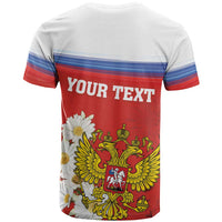 Personalized Russia T Shirt Coat Of Arms With Chamomile Flower