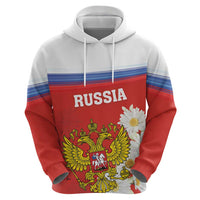 Personalized Russia Zip Hoodie Coat Of Arms With Chamomile Flower