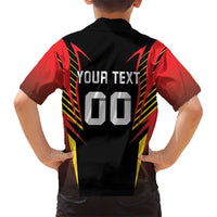 Custom Belgium Football Family Matching Short Sleeve Bodycon Dress and Hawaiian Shirt Les Diables rouges Devil Mascot
