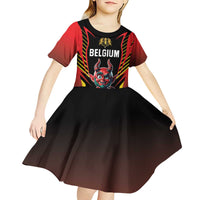 Custom Belgium Football Kid Short Sleeve Dress Les Diables rouges Devil Mascot