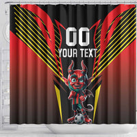 Custom Belgium Football Shower Curtain Les Diables rouges Devil Mascot