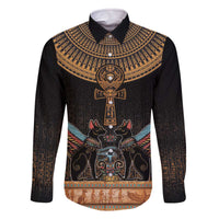 Ankh Egypt Family Matching Off The Shoulder Long Sleeve Dress and Hawaiian Shirt Ankh Egyptian Hieroglyphs Alphabet