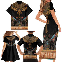 Ankh Egypt Family Matching Short Sleeve Bodycon Dress and Hawaiian Shirt Ankh Egyptian Hieroglyphs Alphabet