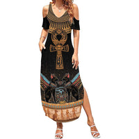 Ankh Egypt Family Matching Summer Maxi Dress and Hawaiian Shirt Ankh Egyptian Hieroglyphs Alphabet